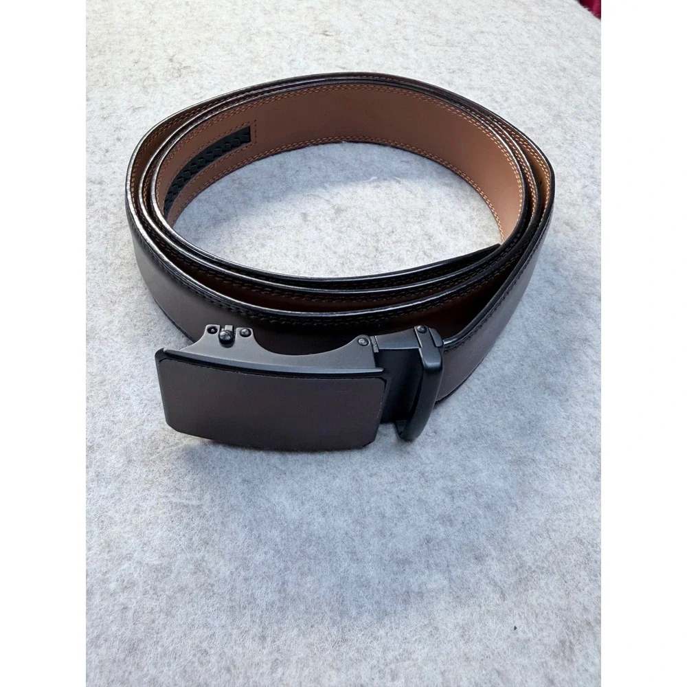 Kemisant Ratchet Belt Men Adjustable Brown Leather Automatic Slide Dress 28